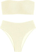 ZAFUL High Cut Bandeau Bikini Set – Strapless Solid Color 2 Piece Swimsuit