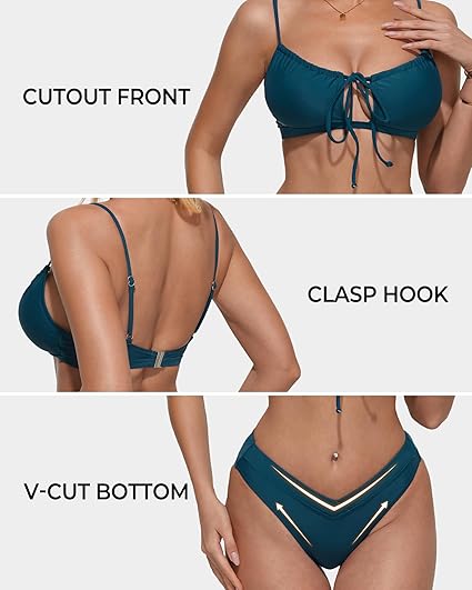 SUUKSESS High Waisted String Bikini – Sexy Cutout Two Piece Swimsuit Set