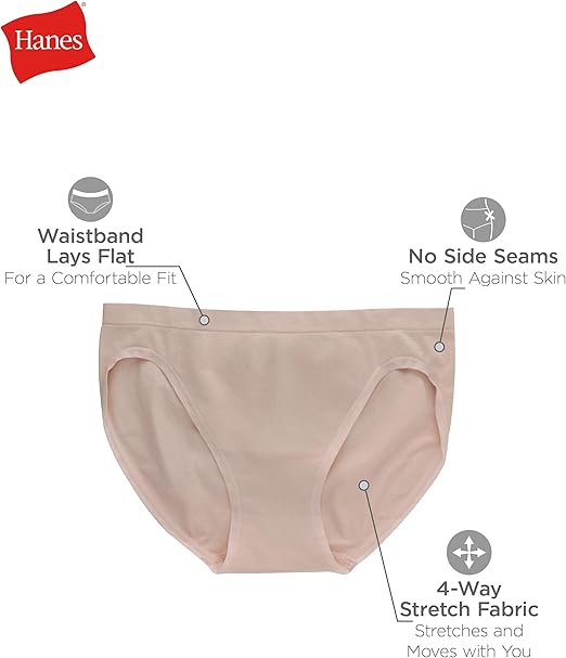 Hanes Women’s Seamless Underwear 6-Pack – Bikini, Thong & Boyshort Styles