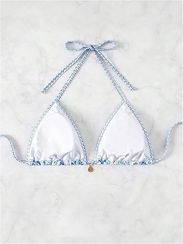 Verdusa Floral Triangle Bikini Top – Halter Tie Back Swimwear Top