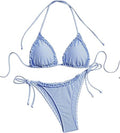 Verdusa Striped Halter Triangle Bikini Set – Cute Cheeky 2 Piece Swimwear