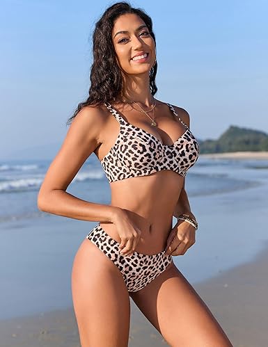 ZAFUL Ribbed Underwire Bikini – High Cut V-Notch Colorblock Swimwear Set