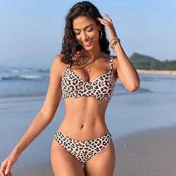 ZAFUL Ribbed Underwire Bikini – High Cut V-Notch Colorblock Swimwear Set